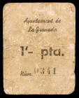 La Granada. 1 peseta. (T. 1330). Cartón, nº 0341. Muy raro. BC.