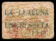 La Llacuna. 1 peseta. (T. 1499). Cartón. Raro. MBC-.