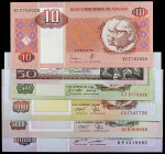 Angola. 1973 a 1999. Banco de Angola y Banco Nacional. 50 escudos, 10, 50, 1000, 5000 kwanzas y 100000 kwanzas reajustados. (Pick 105a, 118, 129b, 130...