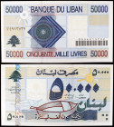 Líbano. 2001. Banco de Líbano. 50000 libras. (Pick 82). Ex Colección Suleiman 20/09/2018, nº 560. Escaso. S/C-