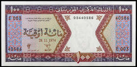 Mauritania. 1974. Banco Central. 100 ouguiya. (Pick 4a). 28 de noviembre. S/C.