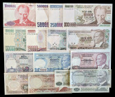 Turquía. 16 billetes de diversos valores y fechas. A examinar. S/C-/S/C.