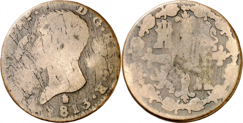1813. José Napoleón. Segovia. 8 maravedís. (AC. 6). 10,56 g. BC-.