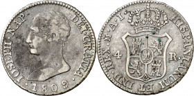 1809. José Napoleón. Madrid. AI. 4 reales. (AC. 13). Manchitas. 5,71 g. MBC-/MBC.