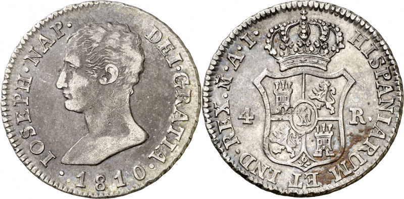 1810. José Napoleón. Madrid. AI. 4 reales. (AC. 14). Manchita en reverso. 5,88 g...