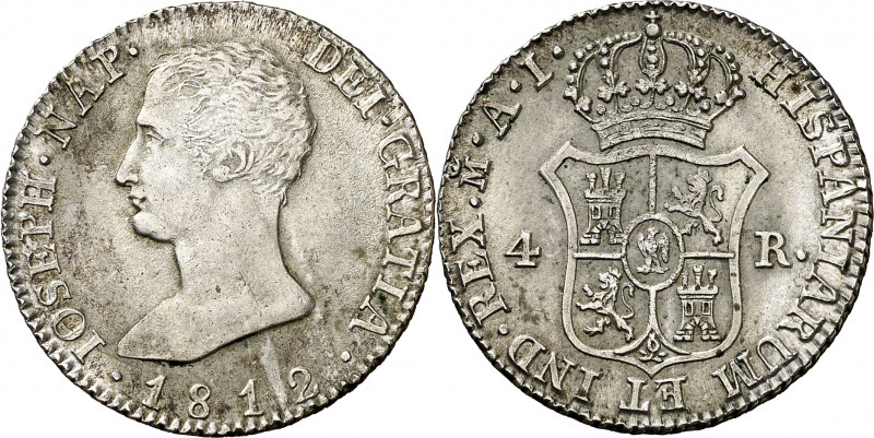 1812. José Napoleón. Madrid. AI. 4 reales. (AC. 18). Buen ejemplar. 5,88 g. MBC+...