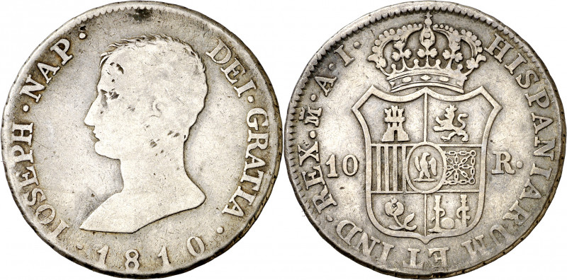 1810. José Napoleón. Madrid. AI. 10 reales. (AC. 26). Ex Áureo 29/09/1998, nº 18...