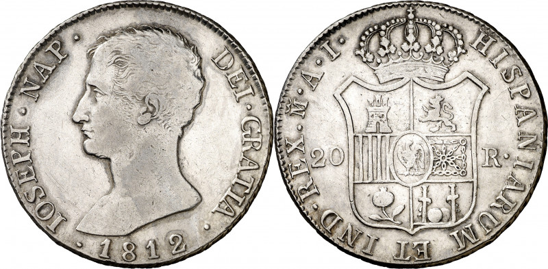 1812. José Napoleón. Madrid. AI. 20 reales. (AC. 43). Águila pequeña. Rayitas. 2...