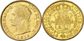 1813. José Napoleón. Madrid. RN. 80 reales. (AC. 52). Atractiva. Parte de brillo original. Rara y más así. 6,64 g. MBC+.