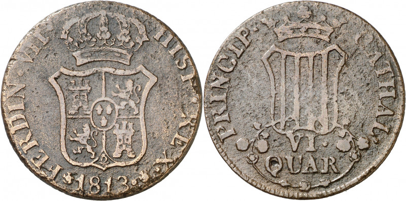 1813. Fernando VII. Catalunya (Mallorca). 6 cuartos. (AC. 19). Impurezas. Ex Áur...