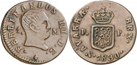 1830. Fernando VII. Pamplona. 1 maravedí. (AC. 39). Buen ejemplar. 1,84 g. MBC+.