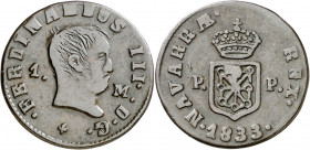 1833. Fernando VII. Pamplona. 1 maravedí. (AC. 42). 2,05 g. MBC.