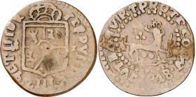 1828. Fernando VII. Manila. 1/4 de real. (AC. 93). Escasa. CU. 2,55 g. MBC-.