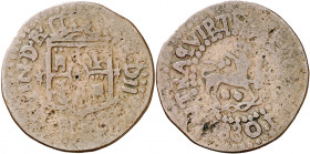 1830. Fernando VII. Manila. 1/4 de real. (AC. 95). Impurezas. Escasa. CU. 3,12 g. MBC-.