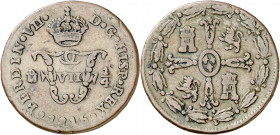 1815/4. Fernando VII. México. 1/4 de tlaco (1/2 real). (AC. 107). Golpecitos. Escasa. CU. 3,57 g. MBC-.