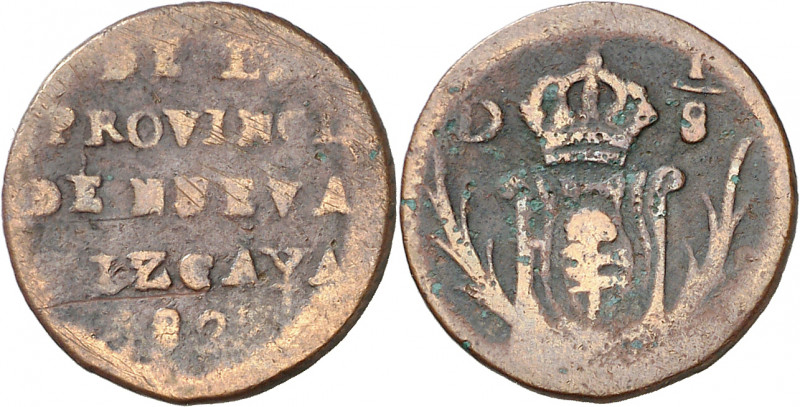 1823. Fernando VII. Nueva Vizcaya. 1/8 de real. (AC. 116). Acuñada bajo el Gobie...