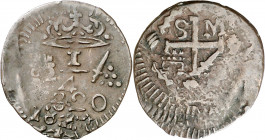 1820. Fernando VII. Santa Marta. 1/4 de real. (AC. 119) (Restrepo 104-1). Cospel irregular. CU. 1,65 g. MBC-.