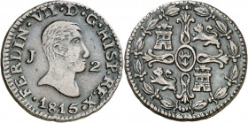 1815. Fernando VII. Jubia. 2 maravedís. (AC. 128). 2,73 g. MBC/MBC+.