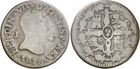 1815. Fernando VII. Jubia. 4 maravedís. (AC. 161). Escasa. 4,55 g. RC/BC-.