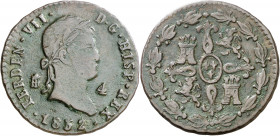 1832. Fernando VII. Segovia. 4 maravedís. (AC. 187). 6,12 g. BC+/MBC-.