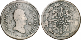 1811. Fernando VII. Jubia. 8 maravedís. (AC. 189). Busto desnudo. Impurezas. Rara, sólo hemos tenido dos ejemplares. 9,99 g. BC/BC+.