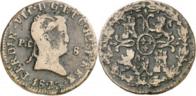 1823. Fernando VII. Pamplona. 8 maravedís. (AC. 211). Fundida. Escasa. 11,72 g. (MBC).