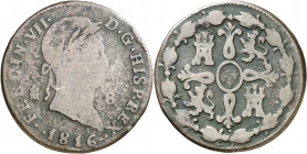 1816. Fernando VII. Segovia. 8 maravedís. (AC. 213). 11,57 g. BC-/BC.