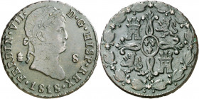 1818. Fernando VII. Segovia. 8 maravedís. (AC. 216). 11 g. MBC/MBC+.