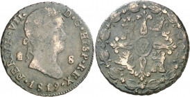 1819. Fernando VII. Segovia. 8 maravedís. (AC. 217). 10,84 g. BC/BC+.