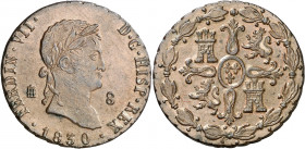 1830. Fernando VII. Segovia. 8 maravedís. (AC. 235). Mínimas rayitas. Bella. Brillo original. Escasa así. 11,53 g. EBC/EBC+.