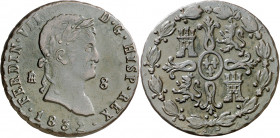 1832. Fernando VII. Segovia. 8 maravedís. (AC. 238). 12,32 g. MBC/MBC+.