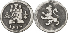 1816. Fernando VII. México. 1/4 de real. (AC. 282). Pátina artificial. Ex Áureo 22/09/2003, nº 1155. 0,79 g. BC+.