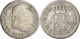 1814. Fernando VII. Cádiz. CJ. 1/2 real. (AC. 313). Escasa. 1,40 g. BC/BC+.