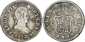 1812. Fernando VII. Catalunya (Mallorca). SF. 1/2 real. (AC. 318). Muy escasa. 1,31 g. MBC-.