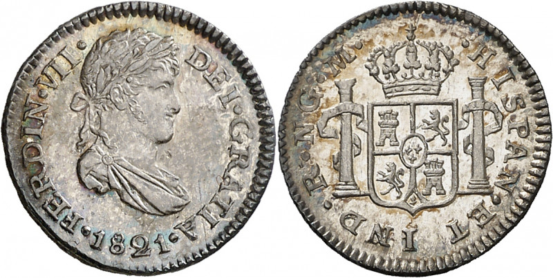 1821. Fernando VII. Guatemala. M. 1/2 real. (AC. 342). Mínima rayita. Bella. Bri...