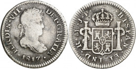 1817. Fernando VII. Lima. JP. 1/2 real. (AC. 360). 1,59 g. BC/BC+.