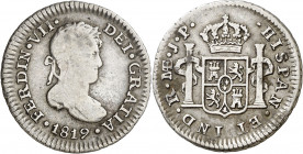 1819. Fernando VII. Lima. JP. 1/2 real. (AC. 362). 1,74 g. BC+/MBC-.