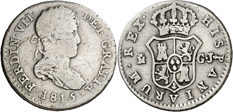 1815. Fernando VII. Madrid. GJ. 1/2 real. (AC. 369). 1,40 g. BC/BC+.