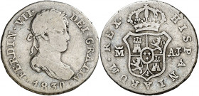 1830. Fernando VII. Madrid. AJ. 1/2 real. (AC. 380). 1,46 g. BC/BC+.