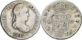 1832. Fernando VII. Madrid. AJ. 1/2 real. (AC. 382). Ex Áureo 21/05/1998, nº 2736. 1,47 g. BC/BC+.