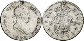 1833. Fernando VII. Madrid. AJ. 1/2 real. (AC. 385). Perforación. 1,44 g. (MBC-).