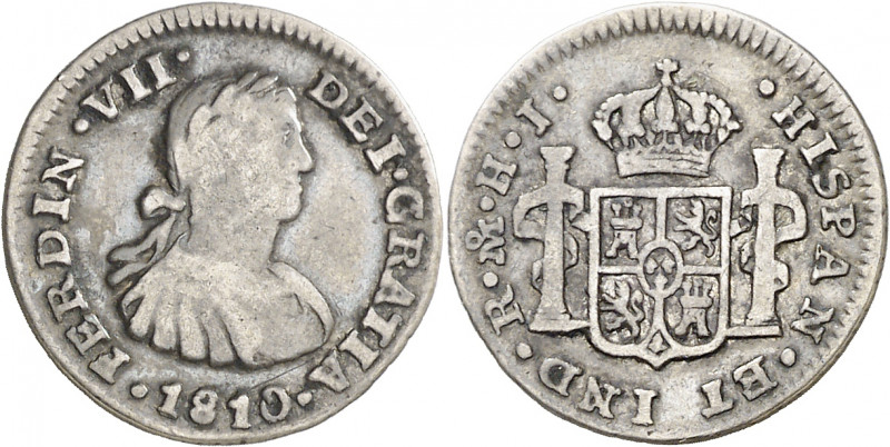 1810. Fernando VII. México. HJ. 1/2 real. (AC. 392). Busto imaginario. 1,61 g. B...