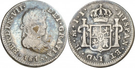 1818. Fernando VII. México. JJ. 1/2 real. (AC. 408). 1,59 g. BC/BC+.