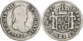 1820. Fernando VII. México. JJ. 1/2 real. (AC. 411). 1,62 g. BC-/BC.