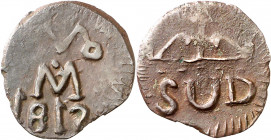 1812. Fernando VII. Morelos. 1/2 real. (AC. 417). Ex Áureo 05/02/2003, nº 1175. Escasa. CU. 1,17 g. MBC.