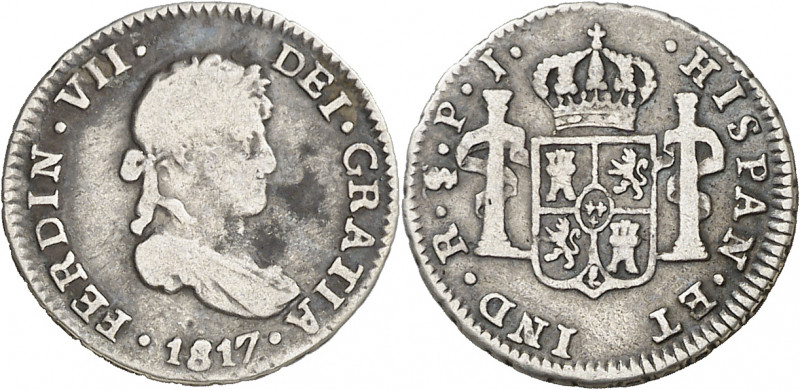 1817. Fernando VII. Potosí. PJ. 1/2 real. (AC. 432). 1,60 g. BC+.