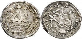 1813. Fernando VII. Tlalpujahua. 1/2 real. (AC. 478). Acuñada por los insurgentes. Congreso Nacional. Ex Áureo 29/09/1998, nº 1932. Rara. 1,24 g. MBC-...