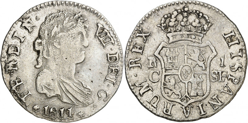 1811. Fernando VII. Catalunya (Tarragona o Mallorca). SF. 1 real. (AC. 511). Bus...