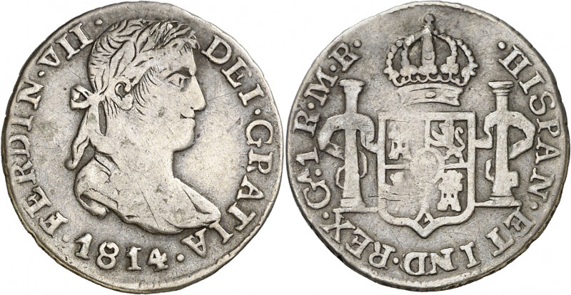 1814. Fernando VII. Guadalajara. MR. 1 real. (AC. 543). Leves rayitas. Muy rara....