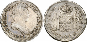 1815. Fernando VII. Guatemala. M. 1 real. (AC. 555). Ex Áureo 22/09/2003, nº 1179. Escasa. 3,15 g. MBC-/MBC.